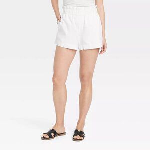 Women's High-Rise Linen Pull-On Shorts - A New Day™ WHITE POCKETS